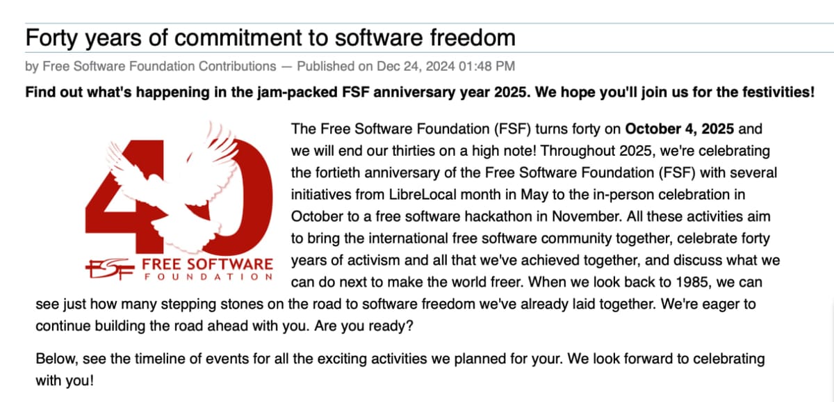The Free Software Foundation Turns 40
