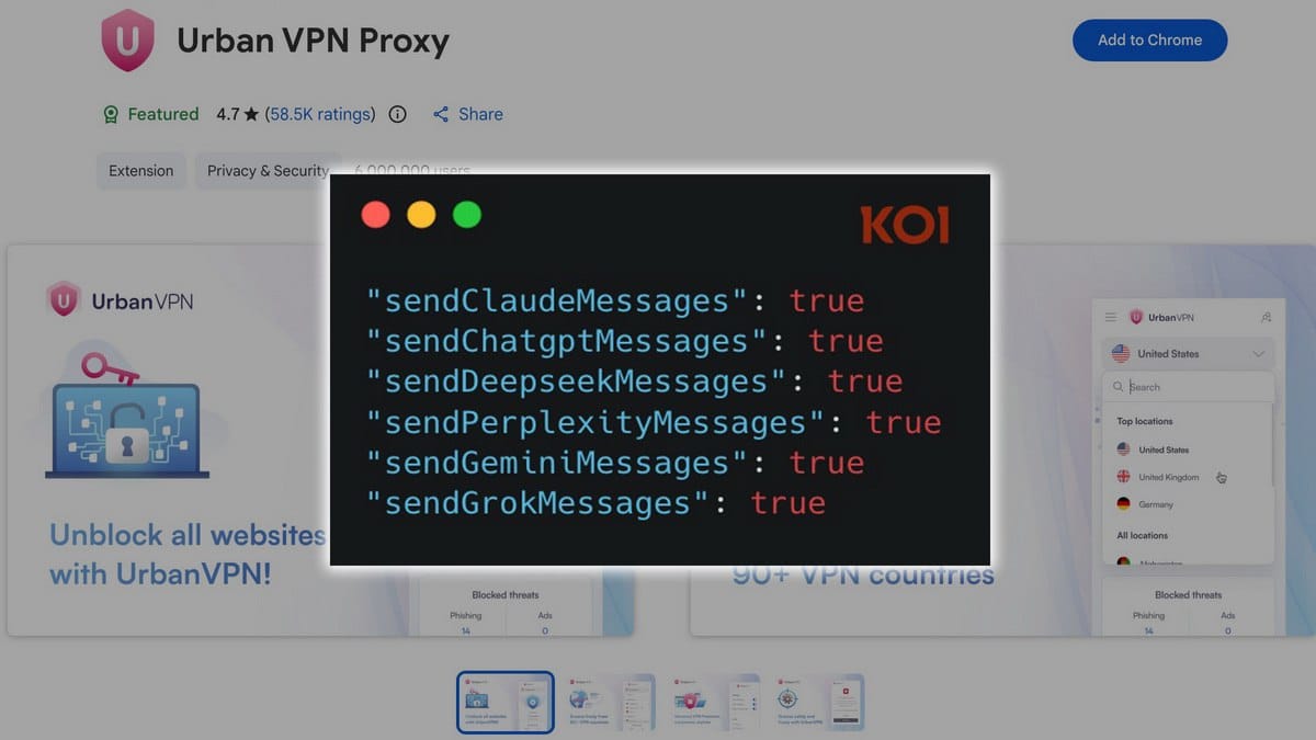 Chrome VPN Extension Intercepts User Queries to AI