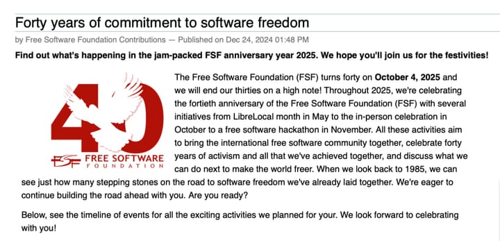 The Free Software Foundation Turns 40